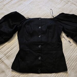 Elegant Black Puff Sleeve Top
